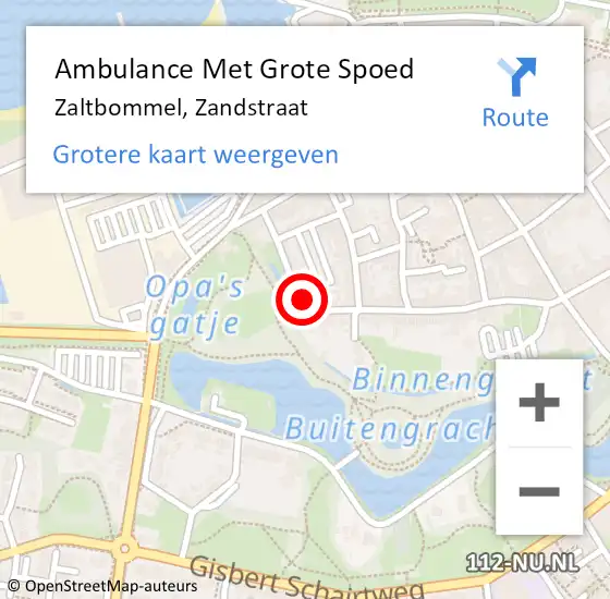 Locatie op kaart van de 112 melding: Ambulance Met Grote Spoed Naar Zaltbommel, Zandstraat op 27 november 2015 17:24