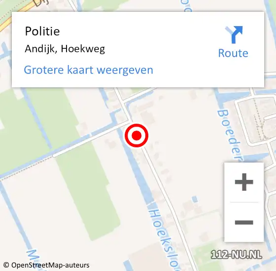 Locatie op kaart van de 112 melding: Politie Andijk, Hoekweg op 27 november 2015 17:53