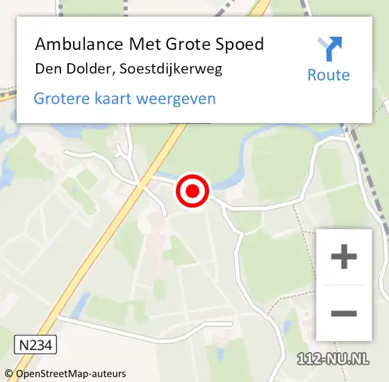 Locatie op kaart van de 112 melding: Ambulance Met Grote Spoed Naar Den Dolder, Soestdijkerweg op 27 november 2015 18:58