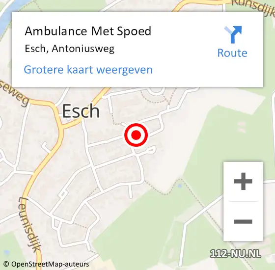 Locatie op kaart van de 112 melding: Ambulance Met Spoed Naar Esch, Antoniusweg op 27 november 2015 19:35