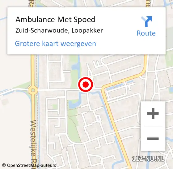 Locatie op kaart van de 112 melding: Ambulance Met Spoed Naar Zuid-Scharwoude, Loopakker op 27 november 2015 19:39