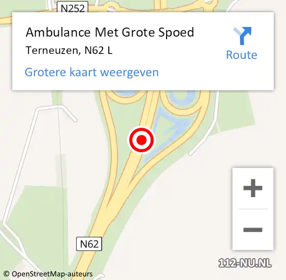 Locatie op kaart van de 112 melding: Ambulance Met Grote Spoed Naar Terneuzen, N62 L op 27 november 2015 19:51