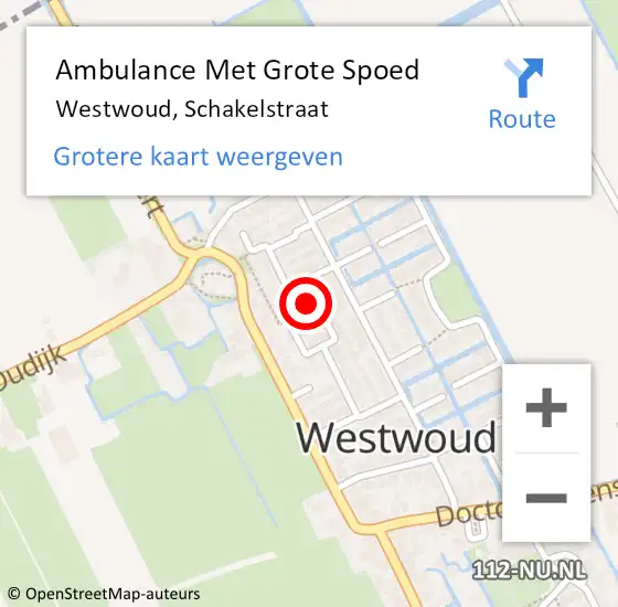 Locatie op kaart van de 112 melding: Ambulance Met Grote Spoed Naar Westwoud, Schakelstraat op 27 november 2015 19:52