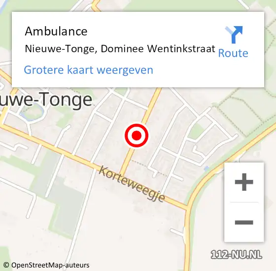 Locatie op kaart van de 112 melding: Ambulance Nieuwe-Tonge, Dominee Wentinkstraat op 27 november 2015 19:54