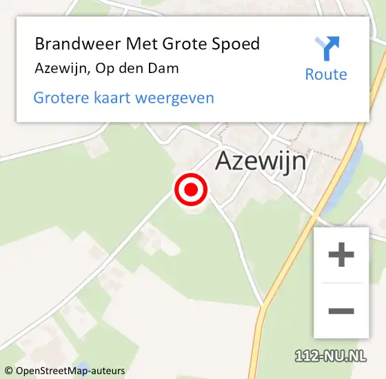 Locatie op kaart van de 112 melding: Brandweer Met Grote Spoed Naar Azewijn, Op den Dam op 27 november 2015 19:59