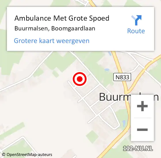 Locatie op kaart van de 112 melding: Ambulance Met Grote Spoed Naar Buurmalsen, Boomgaardlaan op 27 november 2015 20:05