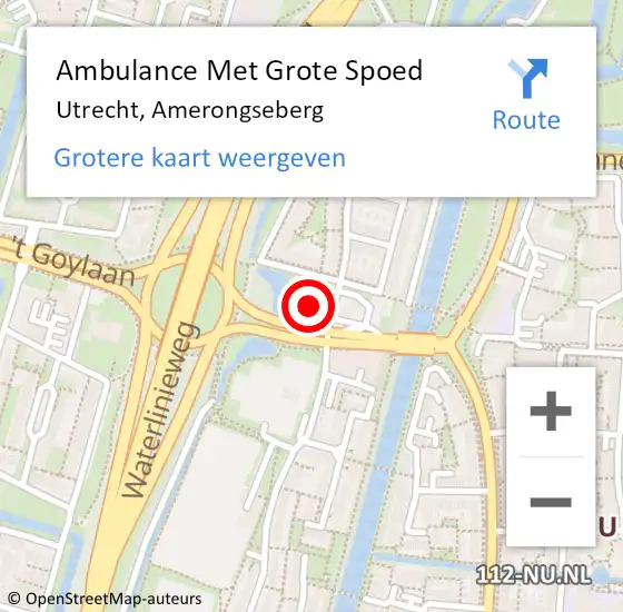 Locatie op kaart van de 112 melding: Ambulance Met Grote Spoed Naar Utrecht, Amerongseberg op 27 november 2015 20:08