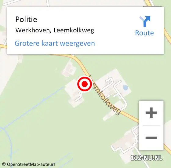 Locatie op kaart van de 112 melding: Politie Werkhoven, Leemkolkweg op 27 november 2015 20:08