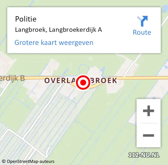 Locatie op kaart van de 112 melding: Politie Langbroek, Langbroekerdijk A op 27 november 2015 21:04