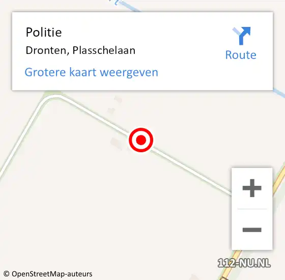 Locatie op kaart van de 112 melding: Politie Dronten, Plasschelaan op 27 november 2015 21:12