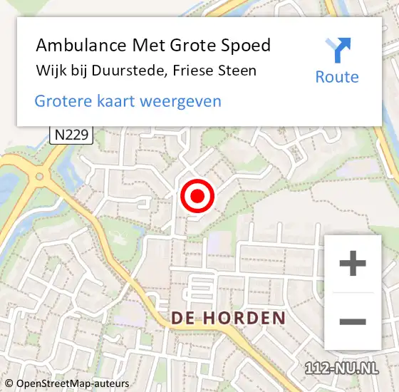 Locatie op kaart van de 112 melding: Ambulance Met Grote Spoed Naar Wijk bij Duurstede, Friese Steen op 27 november 2015 21:21