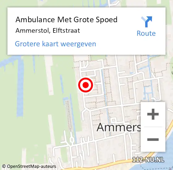 Locatie op kaart van de 112 melding: Ambulance Met Grote Spoed Naar Ammerstol, Elftstraat op 27 november 2015 22:14
