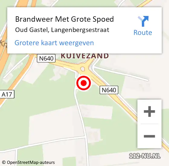 Locatie op kaart van de 112 melding: Brandweer Met Grote Spoed Naar Oud Gastel, Langenbergsestraat op 27 november 2015 23:00