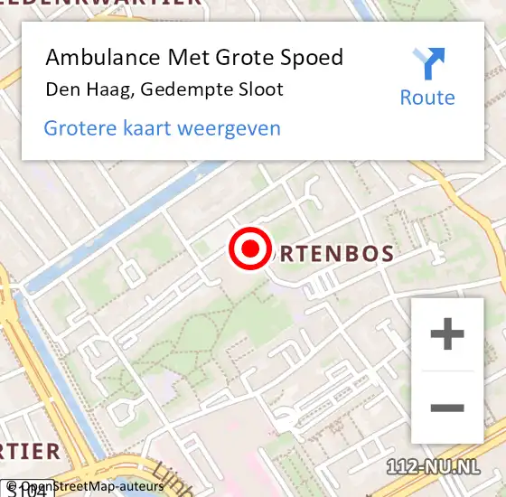 Locatie op kaart van de 112 melding: Ambulance Met Grote Spoed Naar Den Haag, Gedempte Sloot op 27 november 2015 23:47