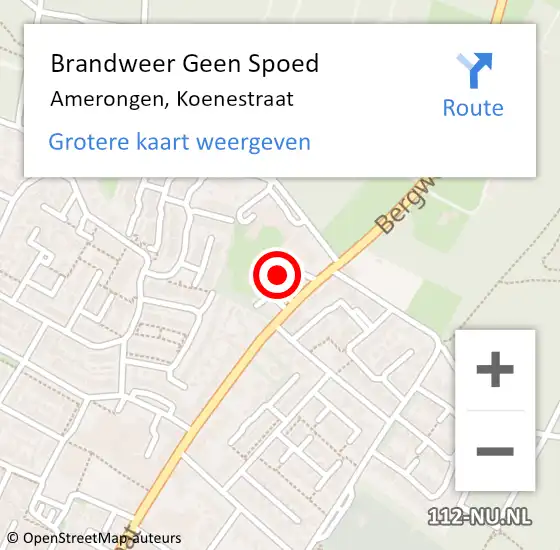 Locatie op kaart van de 112 melding: Brandweer Geen Spoed Naar Amerongen, Koenestraat op 28 november 2015 00:01