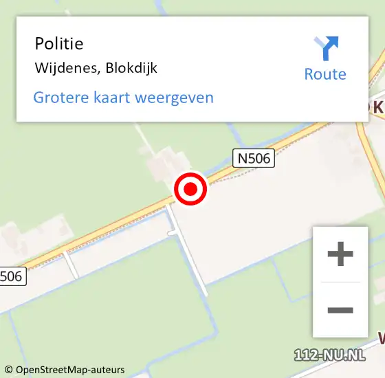 Locatie op kaart van de 112 melding: Politie Wijdenes, Blokdijk op 28 november 2015 00:17