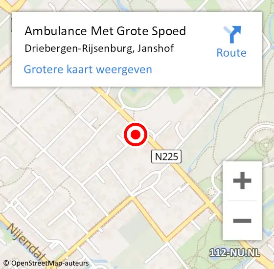 Locatie op kaart van de 112 melding: Ambulance Met Grote Spoed Naar Driebergen-Rijsenburg, Janshof op 28 november 2015 02:17