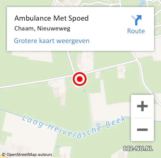 Locatie op kaart van de 112 melding: Ambulance Met Spoed Naar Chaam, Nieuweweg op 28 november 2015 02:46