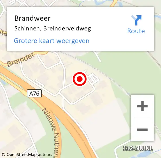 Locatie op kaart van de 112 melding: Brandweer Schinnen, Breinderveldweg op 28 november 2013 11:00