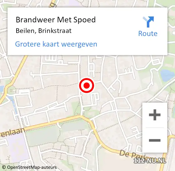 Locatie op kaart van de 112 melding: Brandweer Met Spoed Naar Beilen, Brinkstraat op 28 november 2015 03:36