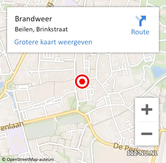 Locatie op kaart van de 112 melding: Brandweer Beilen, Brinkstraat op 28 november 2015 03:37