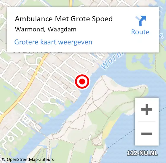 Locatie op kaart van de 112 melding: Ambulance Met Grote Spoed Naar Warmond, Waagdam op 28 november 2015 04:27