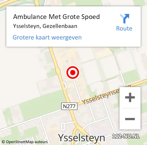 Locatie op kaart van de 112 melding: Ambulance Met Grote Spoed Naar Ysselsteyn, Gezellenbaan op 28 november 2013 11:03