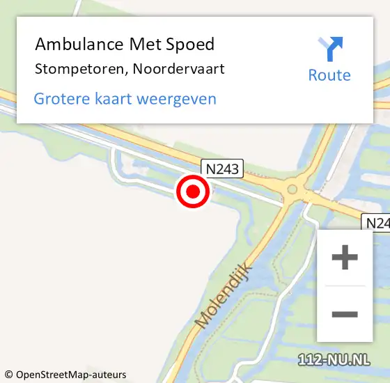 Locatie op kaart van de 112 melding: Ambulance Met Spoed Naar Stompetoren, Noordervaart op 28 november 2015 07:56