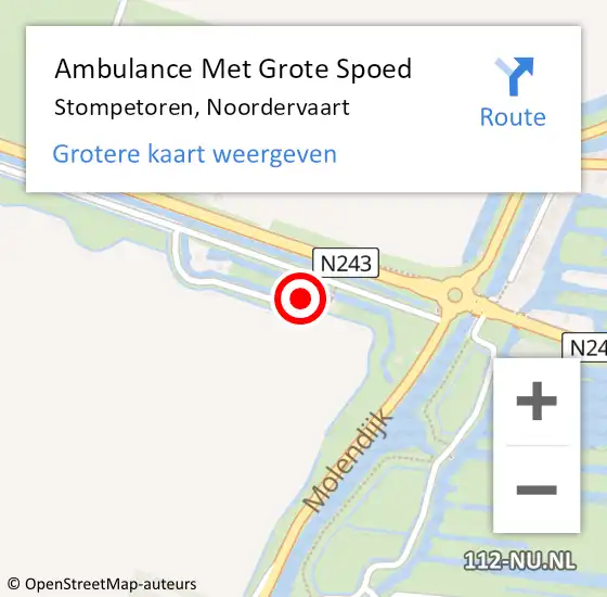 Locatie op kaart van de 112 melding: Ambulance Met Grote Spoed Naar Stompetoren, Noordervaart op 28 november 2015 07:59