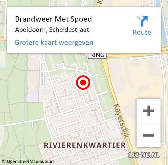 Locatie op kaart van de 112 melding: Brandweer Met Spoed Naar Apeldoorn, Scheldestraat op 28 november 2015 08:09