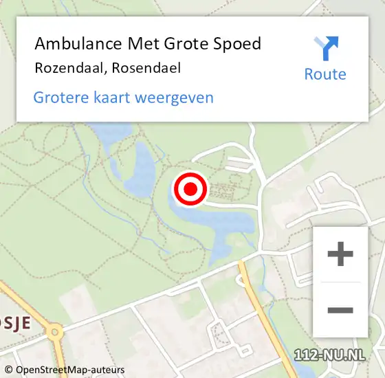 Locatie op kaart van de 112 melding: Ambulance Met Grote Spoed Naar Rozendaal, Rosendael op 28 november 2015 09:12