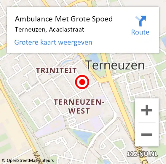 Locatie op kaart van de 112 melding: Ambulance Met Grote Spoed Naar Terneuzen, Acaciastraat op 28 november 2015 10:12