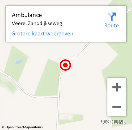 Locatie op kaart van de 112 melding: Ambulance Veere, Zanddijkseweg op 28 november 2015 10:30