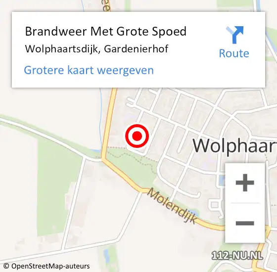 Locatie op kaart van de 112 melding: Brandweer Met Grote Spoed Naar Wolphaartsdijk, Gardenierhof op 28 november 2015 10:49