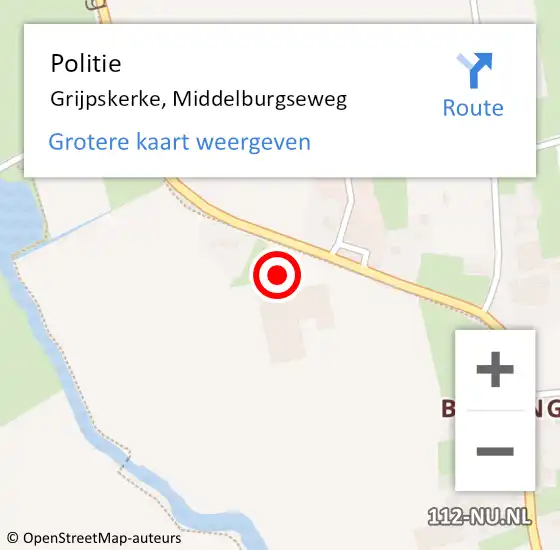 Locatie op kaart van de 112 melding: Politie Grijpskerke, Middelburgseweg op 28 november 2015 11:12