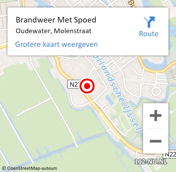 Locatie op kaart van de 112 melding: Brandweer Met Spoed Naar Oudewater, Molenstraat op 28 november 2015 11:22