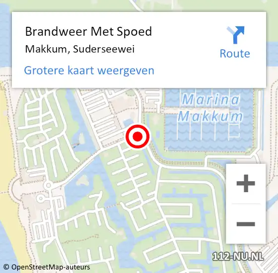 Locatie op kaart van de 112 melding: Brandweer Met Spoed Naar Makkum, Suderseewei op 28 november 2015 11:41