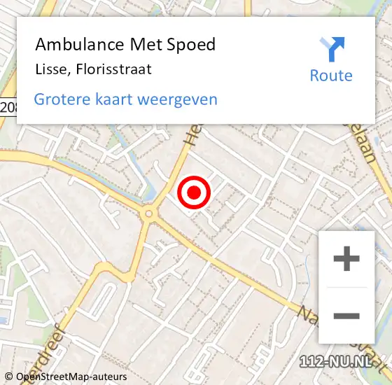 Locatie op kaart van de 112 melding: Ambulance Met Spoed Naar Lisse, Florisstraat op 28 november 2015 11:50