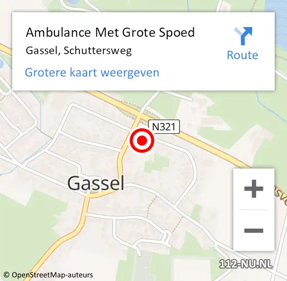 Locatie op kaart van de 112 melding: Ambulance Met Grote Spoed Naar Gassel, Schuttersweg op 28 november 2015 11:54