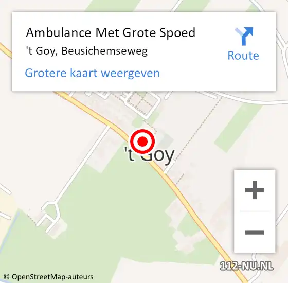 Locatie op kaart van de 112 melding: Ambulance Met Grote Spoed Naar 't Goy, Beusichemseweg op 28 november 2015 12:03