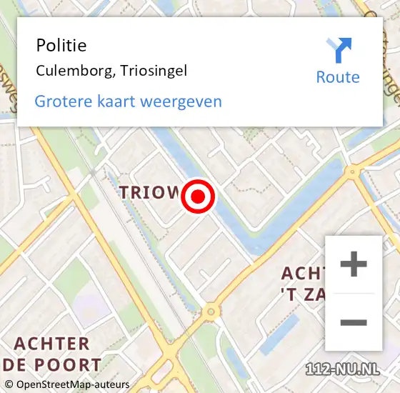 Locatie op kaart van de 112 melding: Politie Culemborg, Triosingel op 28 november 2015 12:42