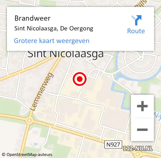 Locatie op kaart van de 112 melding: Brandweer Sint Nicolaasga, De Oergong op 28 november 2015 12:44