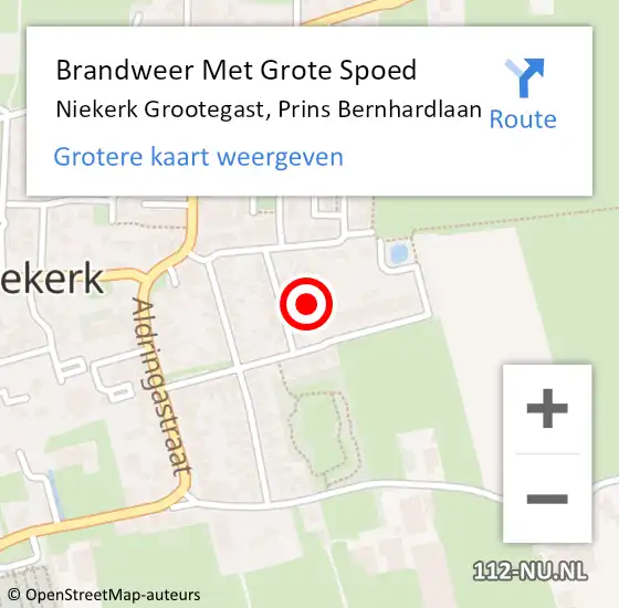 Locatie op kaart van de 112 melding: Brandweer Met Grote Spoed Naar Niekerk Grootegast, Prins Bernhardlaan op 28 november 2015 12:50