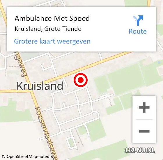 Locatie op kaart van de 112 melding: Ambulance Met Spoed Naar Kruisland, Grote Tiende op 28 november 2015 13:13