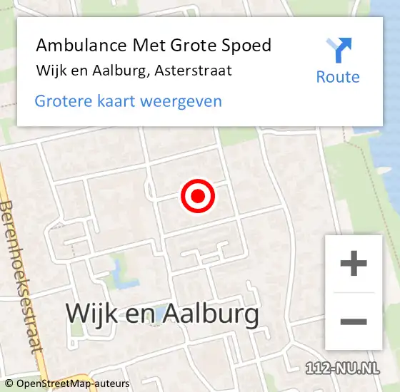 Locatie op kaart van de 112 melding: Ambulance Met Grote Spoed Naar Wijk en Aalburg, Asterstraat op 28 november 2015 14:42
