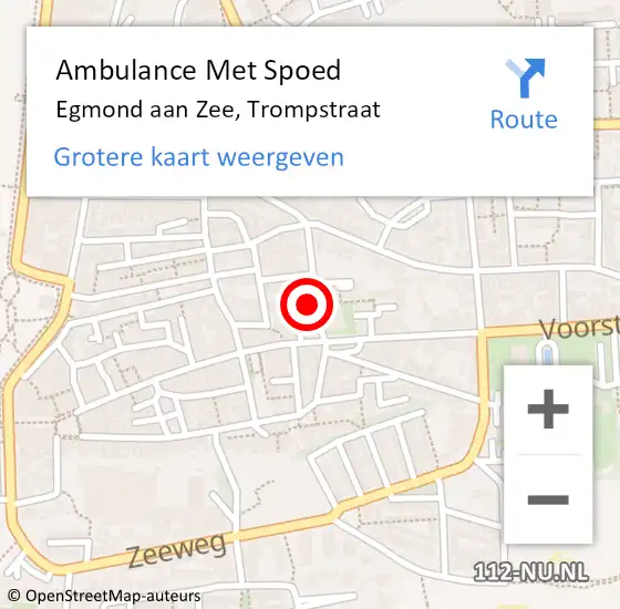 Locatie op kaart van de 112 melding: Ambulance Met Spoed Naar Egmond aan Zee, Trompstraat op 28 november 2015 14:58