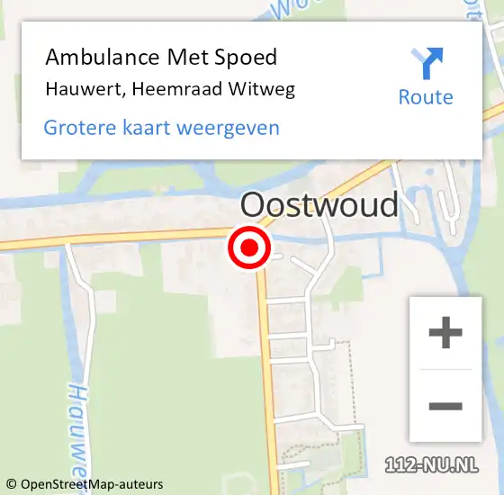 Locatie op kaart van de 112 melding: Ambulance Met Spoed Naar Hauwert, Heemraad Witweg op 28 november 2015 15:16