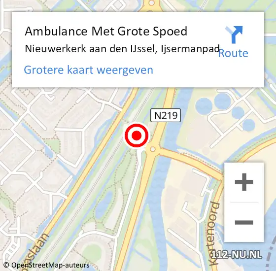 Locatie op kaart van de 112 melding: Ambulance Met Grote Spoed Naar Nieuwerkerk aan den IJssel, Ijsermanpad op 28 november 2015 15:35