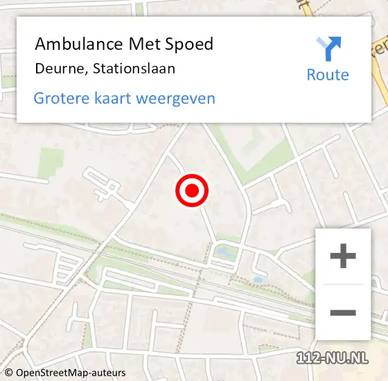 Locatie op kaart van de 112 melding: Ambulance Met Spoed Naar Deurne, Stationslaan op 28 november 2015 15:51