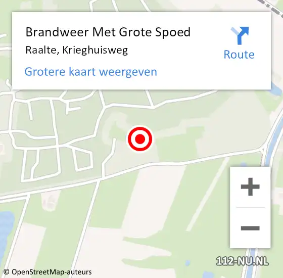 Locatie op kaart van de 112 melding: Brandweer Met Grote Spoed Naar Raalte, Krieghuisweg op 28 november 2015 15:53